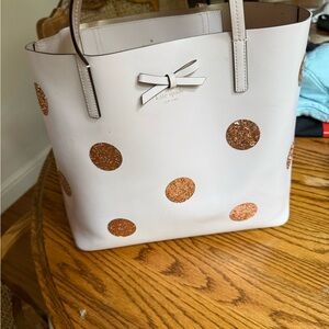 Kate Spade White Tote with Glittery Gold Dots